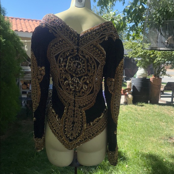 Black and Gold Embellished Top - Picture 7 of 8